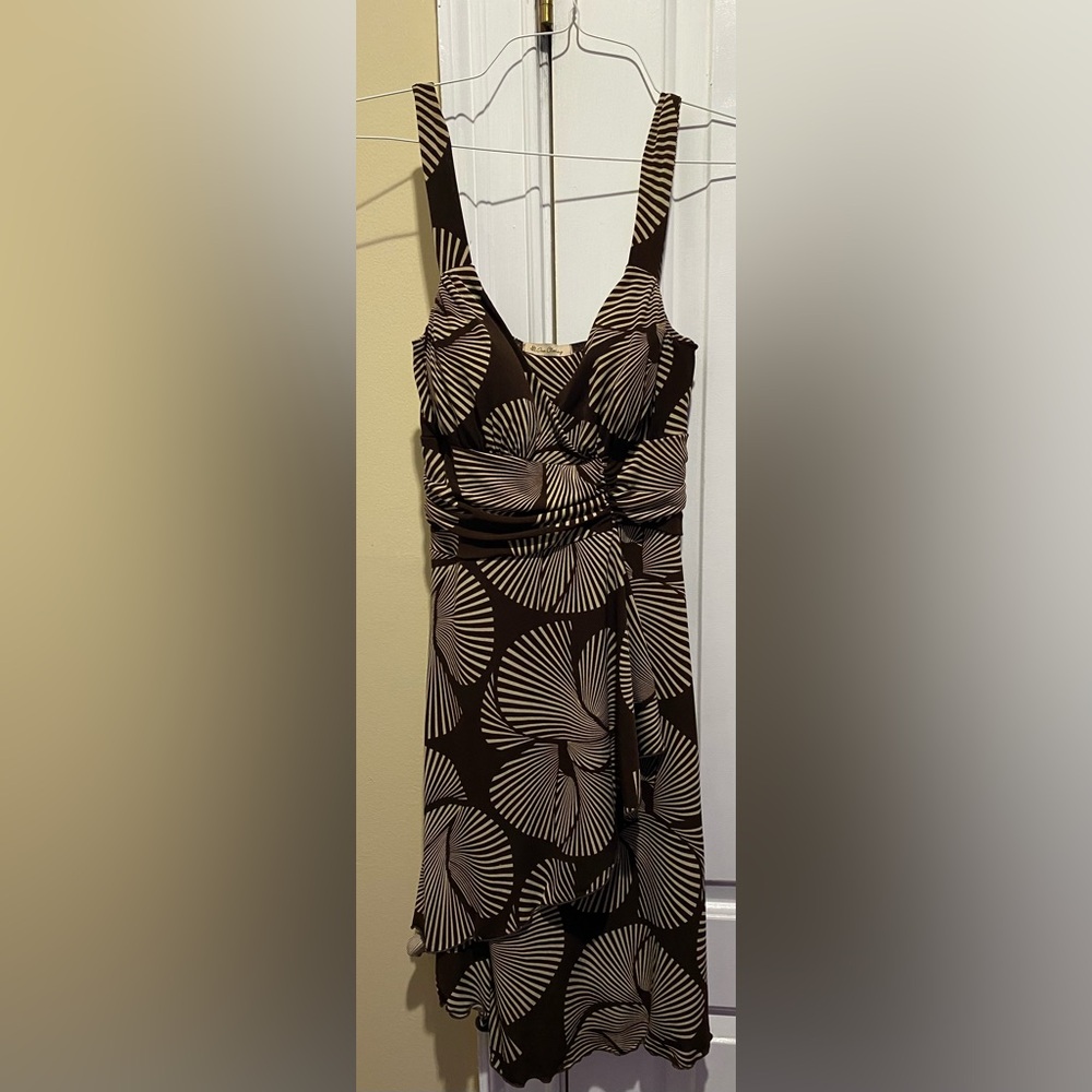 Brown and Cream Patterned Women's Dress Size Small
